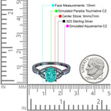 Oval Blue Aquamarine Art Deco Wedding Engagement Bridal Ring Accent Vintage Round Simulated Cubic Zirconia 925 Sterling Silver
