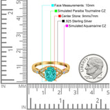 Oval Blue Aquamarine Art Deco Wedding Engagement Bridal Ring Accent Vintage Round Simulated Cubic Zirconia 925 Sterling Silver