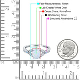 Oval Blue Aquamarine Art Deco Wedding Engagement Bridal Ring Accent Vintage Round Simulated Cubic Zirconia 925 Sterling Silver