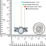 Art Deco Oval Wedding Engagement Bridal Ring Round Simulated Cubic Zirconia 925 Sterling Silver
