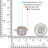 Halo Art Deco Cushion Cut Wedding Bridal Ring Round Simulated Cubic Zirconia 925 Sterling Silver