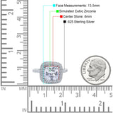 Halo Art Deco Cushion Cut Wedding Bridal Ring Round Simulated Cubic Zirconia 925 Sterling Silver