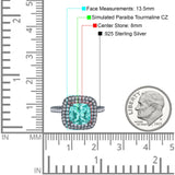 Halo Art Deco Cushion Cut Wedding Bridal Ring Round Simulated Cubic Zirconia 925 Sterling Silver