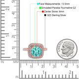 Halo Art Deco Cushion Cut Wedding Bridal Ring Round Simulated Cubic Zirconia 925 Sterling Silver