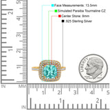 Halo Art Deco Cushion Cut Wedding Bridal Ring Round Simulated Cubic Zirconia 925 Sterling Silver