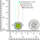 Halo Art Deco Cushion Cut Wedding Bridal Ring Round Simulated Cubic Zirconia 925 Sterling Silver