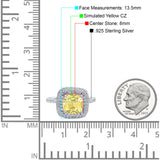 Halo Art Deco Cushion Cut Wedding Bridal Ring Round Simulated Cubic Zirconia 925 Sterling Silver