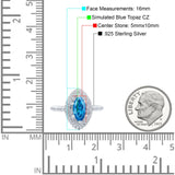 Halo Art Deco Marquise Wedding Bridal Ring Round Simulated Cubic Zirconia 925 Sterling Silver