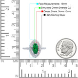 Halo Art Deco Marquise Wedding Bridal Ring Round Simulated Cubic Zirconia 925 Sterling Silver