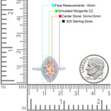 Halo Art Deco Marquise Wedding Bridal Ring Round Simulated Cubic Zirconia 925 Sterling Silver