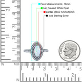 Halo Art Deco Marquise Wedding Bridal Ring Round Simulated Cubic Zirconia 925 Sterling Silver