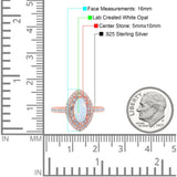 Halo Art Deco Marquise Wedding Bridal Ring Round Simulated Cubic Zirconia 925 Sterling Silver