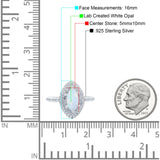 Halo Art Deco Marquise Wedding Bridal Ring Round Simulated Cubic Zirconia 925 Sterling Silver