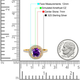 Halo Art Deco Wedding Engagement Bridal Ring Round Simulated Cubic Zirconia 925 Sterling Silver