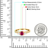 Three Stone Vintage Engagement Bridal Ring Round Simulated Cubic Zirconia 925 Sterling Silver