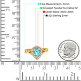 Teardrop Pear Twist Infinity Shank Wedding Ring Simulated Cubic Zirconia 925 Sterling Silver