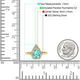 Halo Art Deco Solitaire Accent Pear Wedding Engagement Bridal Ring Band Round Simulated Cubic Zirconia 925 Sterling Silver