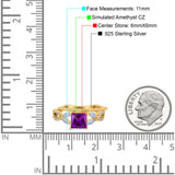 Two Piece Art Deco Princess Cut Wedding Engagement Bridal Ring Marquise Round Simulated Cubic Zirconia 925 Sterling Silver