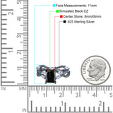 Two Piece Art Deco Emerald Cut Wedding Engagement Bridal Ring Marquise Round Simulated Cubic Zirconia 925 Sterling Silver