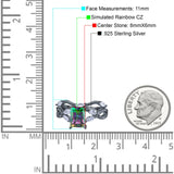 Two Piece Art Deco Emerald Cut Wedding Engagement Bridal Ring Marquise Round Simulated Cubic Zirconia 925 Sterling Silver