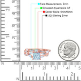 Two Piece Bridal Set Art Deco Princess Cut Wedding Engagement Marquise Round Simulated Cubic Zirconia 925 Sterling Silver