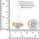 Two Piece Art Deco Emerald Cut Wedding Engagement Ring Marquise Simulated Cubic Zirconia 925 Sterling Silver