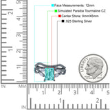 Two Piece Art Deco Emerald Cut Wedding Engagement Ring Marquise Simulated Cubic Zirconia 925 Sterling Silver