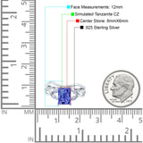 Two Piece Art Deco Emerald Cut Wedding Engagement Ring Marquise Simulated Cubic Zirconia 925 Sterling Silver