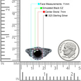 Halo Art Deco Wedding Engagement Ring Round Simulated Cubic Zirconia 925 Sterling Silver