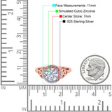 Halo Art Deco Wedding Engagement Ring Round Simulated Cubic Zirconia 925 Sterling Silver