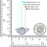 Halo Art Deco Wedding Engagement Ring Round Simulated Cubic Zirconia 925 Sterling Silver