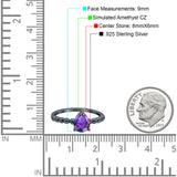 Teardrop Art Deco Pear Wedding Engagement Ring Round Simulated Cubic Zirconia 925 Sterling Silver