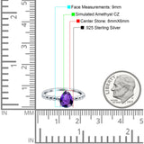 Teardrop Art Deco Pear Wedding Engagement Ring Round Simulated Cubic Zirconia 925 Sterling Silver