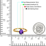 Teardrop Art Deco Pear Wedding Engagement Ring Round Simulated Cubic Zirconia 925 Sterling Silver