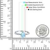 Teardrop Art Deco Pear Wedding Engagement Ring Round Simulated Cubic Zirconia 925 Sterling Silver