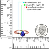 Teardrop Art Deco Pear Wedding Engagement Ring Round Simulated Cubic Zirconia 925 Sterling Silver