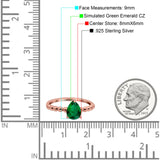 Teardrop Art Deco Pear Wedding Engagement Ring Round Simulated Cubic Zirconia 925 Sterling Silver