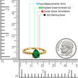 Teardrop Art Deco Pear Wedding Engagement Ring Round Simulated Cubic Zirconia 925 Sterling Silver