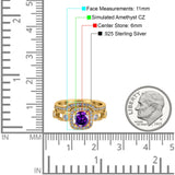 Two Piece Art Deco Wedding Engagement Bridal Set Ring Band Round Simulated Cubic Zirconia 925 Sterling Silver