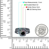 Two Piece Art Deco Wedding Engagement Bridal Set Ring Band Round Simulated Cubic Zirconia 925 Sterling Silver
