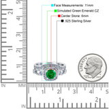 Two Piece Art Deco Wedding Engagement Bridal Set Ring Band Round Simulated Cubic Zirconia 925 Sterling Silver