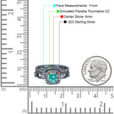Two Piece Art Deco Wedding Engagement Bridal Set Ring Band Round Simulated Cubic Zirconia 925 Sterling Silver