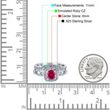Two Piece Art Deco Wedding Engagement Bridal Set Ring Band Round Simulated Cubic Zirconia 925 Sterling Silver