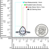 Art Deco Solitaire Accent Pear Wedding Engagement Bridal Ring Band Round Simulated Cubic Zirconia 925 Sterling Silver