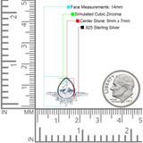 Art Deco Solitaire Accent Pear Wedding Engagement Bridal Ring Band Round Simulated Cubic Zirconia 925 Sterling Silver