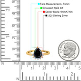Teardrop Art Deco Pear Wedding Engagement Ring Round Simulated Cubic Zirconia 925 Sterling Silver