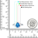 Teardrop Art Deco Pear Wedding Engagement Ring Round Simulated Cubic Zirconia 925 Sterling Silver