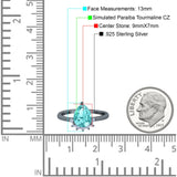 Teardrop Art Deco Pear Wedding Engagement Ring Round Simulated Cubic Zirconia 925 Sterling Silver