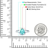 Teardrop Art Deco Pear Wedding Engagement Ring Round Simulated Cubic Zirconia 925 Sterling Silver