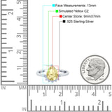 Teardrop Art Deco Pear Wedding Engagement Ring Round Simulated Cubic Zirconia 925 Sterling Silver